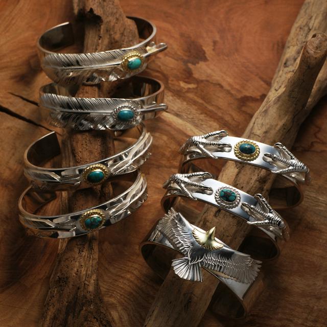 鷲見太郎 BRACELET ブレスレット】12mmプレーンバングル/金巻オールドL 