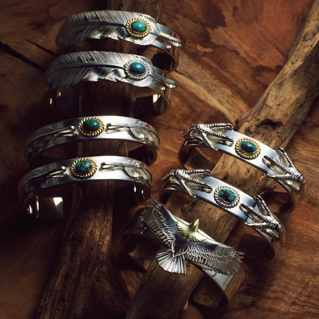 【絶版】 鷲見太郎 金縄ターコイズ 銀爪ブレス　バングルMサイズ 絶版】 鷲見太郎 金縄ターコイズ 銀爪ブレス バングルMサイズ 鷲見