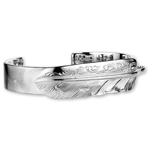 【鷲見太郎　BRACELET　ブレスレット】12mmプレーンバングル/Lアラベスクフライトフェザー【送料無料】の画像