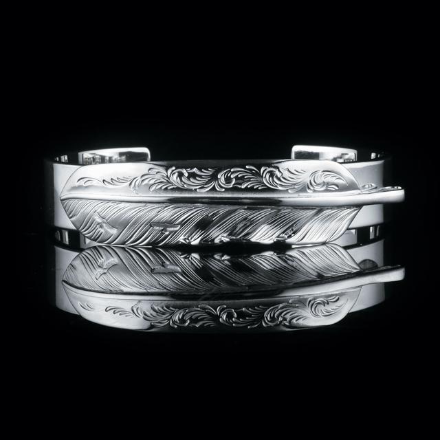 【鷲見太郎　BRACELET　ブレスレット】12mmプレーンバングル/Lアラベスクフライトフェザー【送料無料】の画像