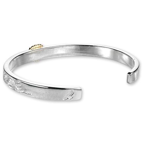 【鷲見太郎　BRACELET　ブレスレット】アラベスクデザイン5mmバングル w/イーグルスタンプw/オパールK18イエローゴールドカップ/オーバル5×7【送料無料】の画像