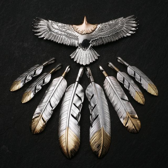 鷲見太郎 Pendant ペンダント】LフェザーK18イエローゴールドトップ