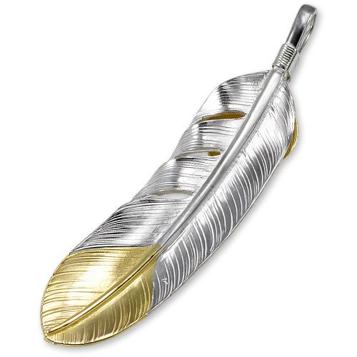 鷲見太郎 Pendant ペンダント】LフェザーK18トップ&K18ハートフェザー