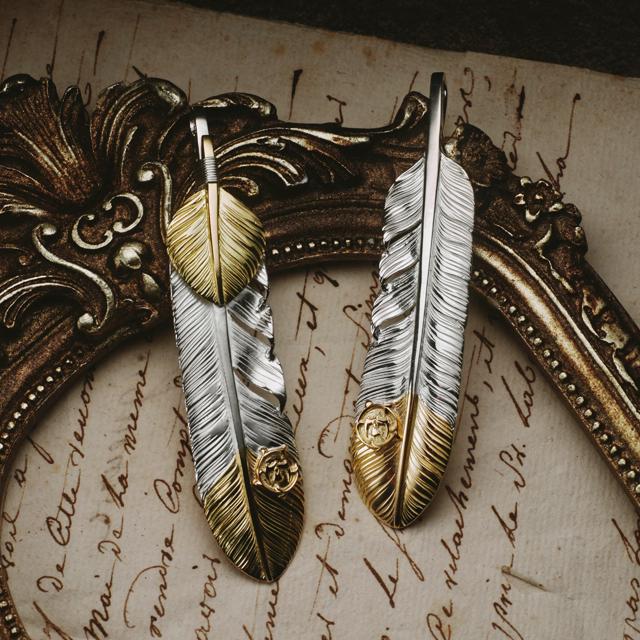 鷲見太郎 Pendant ペンダント】オールドLフェザーK18イエローゴールド