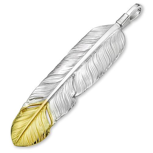 【鷲見太郎　Pendant　ペンダント】MフェザーK18イエローゴールドトップペンダント/銀巻01【送料無料】の画像
