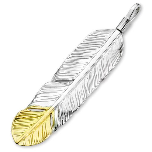 【鷲見太郎　Pendant　ペンダント】MフェザーK18イエローゴールドトップペンダント/銀巻01【送料無料】の画像