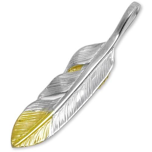 【鷲見太郎　Pendant　ペンダント】SフェザーフェザーK18イエローゴールドトップペンダント01 w/ターコイズK18カップ/オーバル5×7【送料無料】の画像