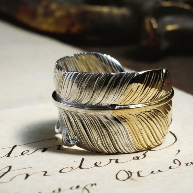 鷲見太郎 Ring リング】LオールドフェザーK18イエローゴールドトップ