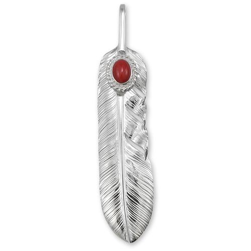 鷲見太郎 Pendant ペンダント】オールドLフェザーペンダント01 w/赤