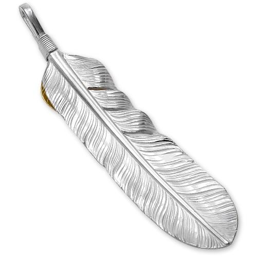 鷲見太郎 Pendant ペンダント】オールドLフェザー&K18ハートフェザー