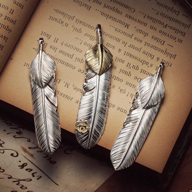 鷲見太郎　Pendant　ペンダント】オールドLフェザー&K18ハートフェザー 鷲見太郎 Pendant ペンダント】オールドLフェザー&K18ハートフェザー