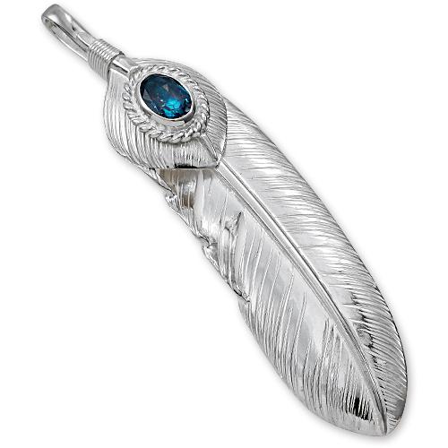 鷲見太郎 フェザーペンダント シルバー レインボートパーズ【新品・付属品なし】 鷲見太郎 Pendant ペンダント】Lフェザー&ハートフェザーペンダント02