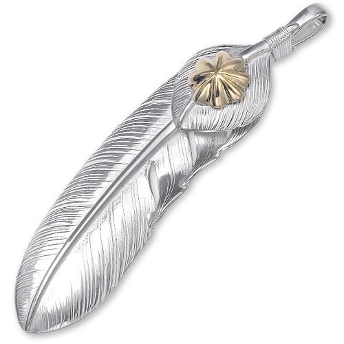 【鷲見太郎　Pendant　ペンダント】Lフェザー&ハートフェザーペンダント01 w/K18イエローゴールドコンチョ08【送料無料】の画像