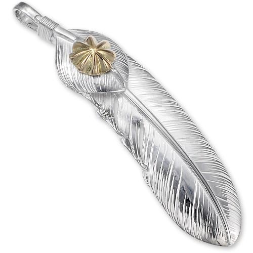 【鷲見太郎　Pendant　ペンダント】Lフェザー&ハートフェザーペンダント02 w/K18イエローゴールドコンチョ08【送料無料】の画像