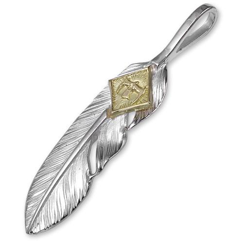 鷲見太郎 Pendant ペンダント】Sフェザーペンダント01 w/M K18イーグル 