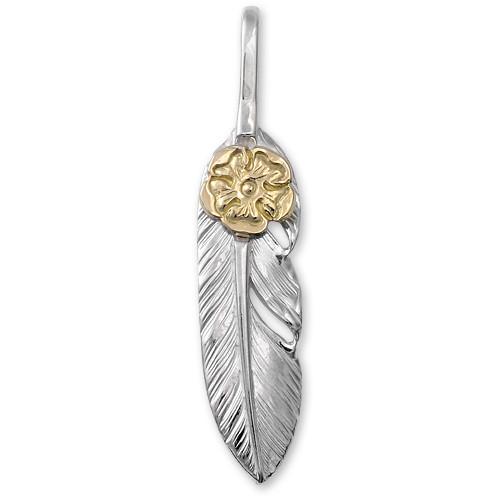 [太郎鷲見] Sフェザー01 18Kフラワーメタル 鷲見太郎 Pendant ペンダント】Sフェザーペンダント01 w/S K18フラワー