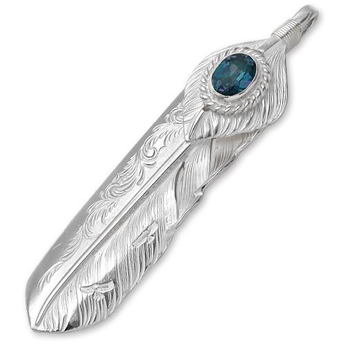 【鷲見太郎　Pendant　ペンダント】Lアラベスクフライトフェザー&ハートフェザーペンダント01 w/レインボートパーズSVカップ/オーバル6×8【送料無料】_1