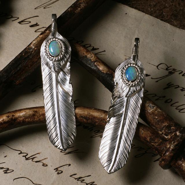 鷲見太郎 Pendant ペンダント】Lフライトフェザー&ハートフェザー 