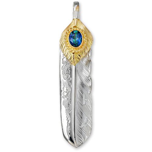 鷲見太郎 Pendant ペンダント】Lアラベスクフライトフェザー&K18 鷲見太郎 Pendant ペンダント】Lアラベスクフライトフェザー&K18