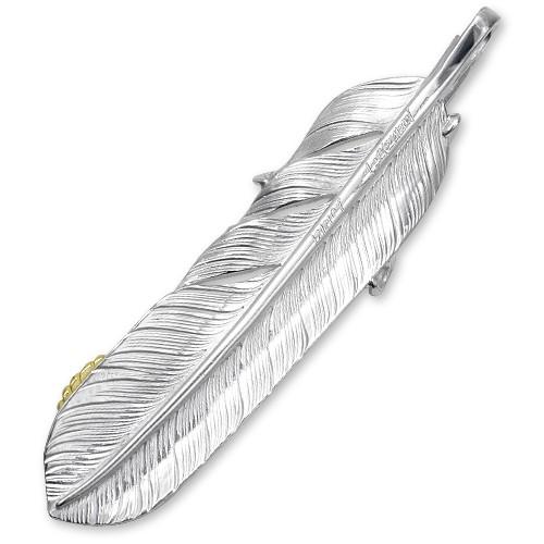 【鷲見太郎　Pendant　ペンダント】Lフライトフェザーペンダント01 w/イーグルクロー&レインボートパーズK18カップ/オーバル5×7【送料無料】の画像
