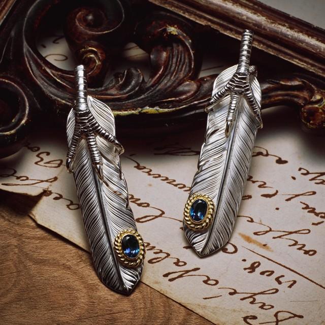 【鷲見太郎　Pendant　ペンダント】Lフライトフェザーペンダント01 w/イーグルクロー&レインボートパーズK18カップ/オーバル5×7【送料無料】の画像