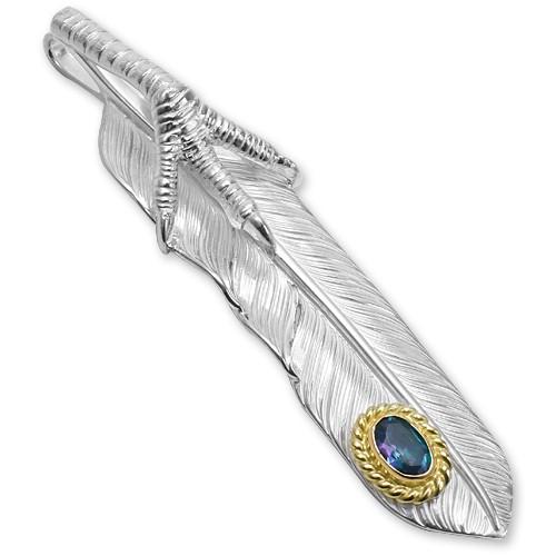 【鷲見太郎　Pendant　ペンダント】Lフライトフェザーペンダント02 w/イーグルクロー&レインボートパーズK18カップ/オーバル5×7【送料無料】の画像