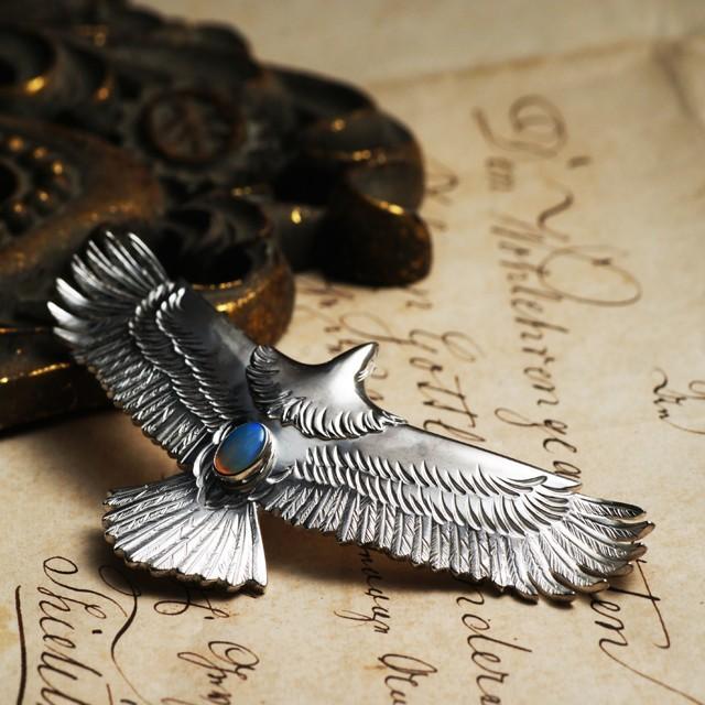 【鷲見太郎　Pendant　ペンダント】イーグルペンダントeg-03 w/オパールSVプレーンカップ/オーバル5×7【送料無料】の画像
