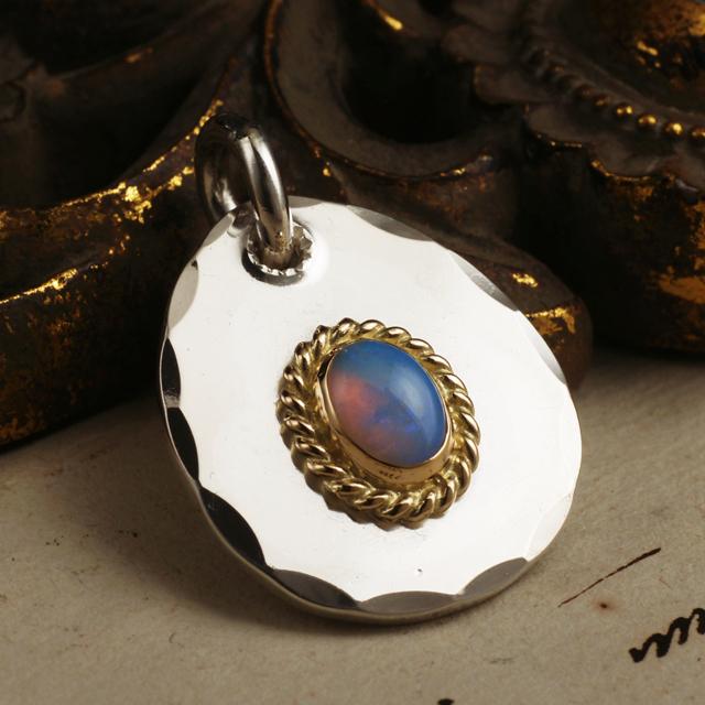 【鷲見太郎　Pendant　ペンダント】Sメタルペンダントw/オパールK18カップ/オーバル6×8【送料無料】の画像