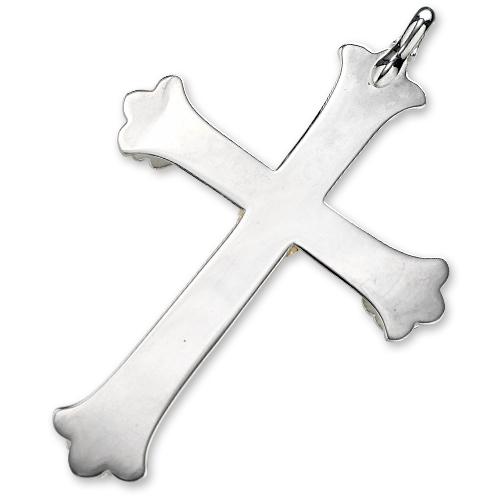 【鷲見太郎　Pendant　ペンダント】クロスペンダントw/オパールK18カップ/オーバル5×7 & 4Sフラワーメタル【送料無料】の画像