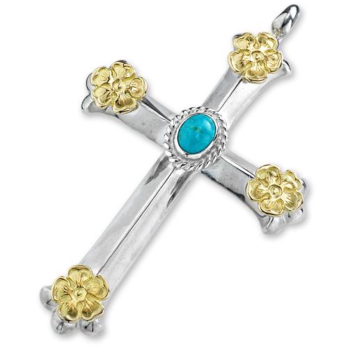 鷲見太郎 Pendant ペンダント】クロスペンダントw/ターコイズSVカップ