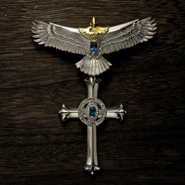 鷲見太郎 Pendant ペンダント】クロスペンダントw/レインボートパーズ