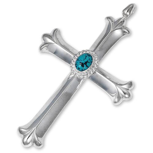 鷲見太郎 Pendant ペンダント】クロスペンダントw/ターコイズSVカップ 