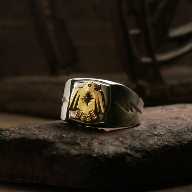 鷲見太郎 Ring リング】印台リング w/K18サンダーバード【送料 鷲見太郎 Ring リング】印台リング w/K18サンダーバード【送料