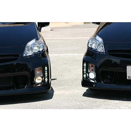 【２点セット】 プリウス ZVW30 エアロ3点セット（LEDランプ付） 塗装済 乱人 ブラックエディション 【TM3230311745】(113256円)