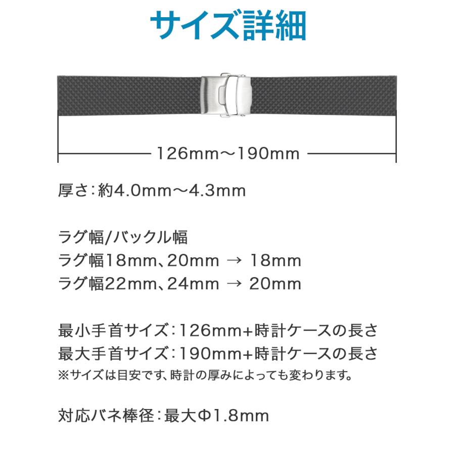 時計ベルト 腕時計バンド BC ボネット・シンチュリーニ ラバー リバーシブル 18mm20mm22mm24mm【交換工具・ばね棒つき】の画像