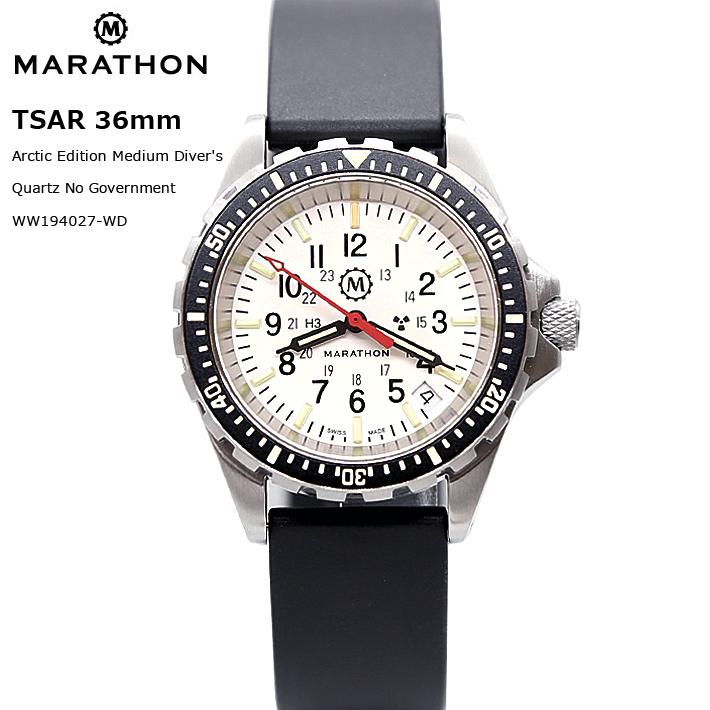 時計 腕時計 MARATHON TSAR 36mm Quartz Divers Arctic Edition 300M 【ホワイトダイアル】 マラソン クォーツ  WW194027-WD｜chronoworldjapan