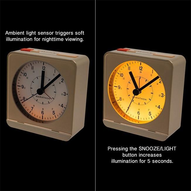 MARATHON アナログ アラームクロック 目覚まし時計 自動夜光 CL030053