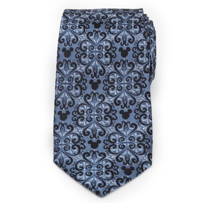 ネクタイ メンズ 紳士 シルク Mickey Mouse Damask Tile Blue