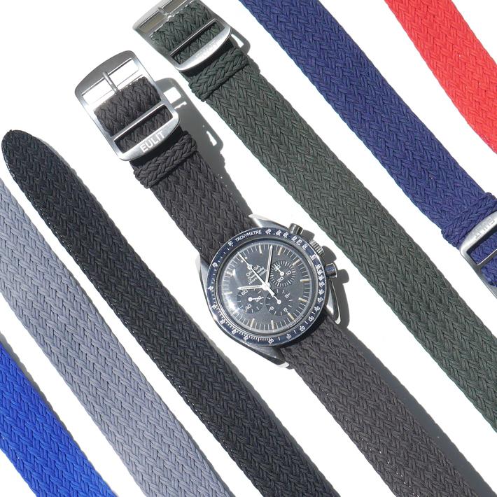 時計ベルト バンド 【W編み】 Eulit Palma ユーリット パルマ パーロン ストラップ 【NATO】【交換工具・ばね棒つき】の画像