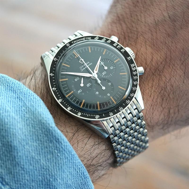 時計ベルト バンド Forstner 【11連】Beads of Rice OMEGA Speedmaster フォースナー ステンレス メッシュベルト ビーズオブライス スピードマスターの画像