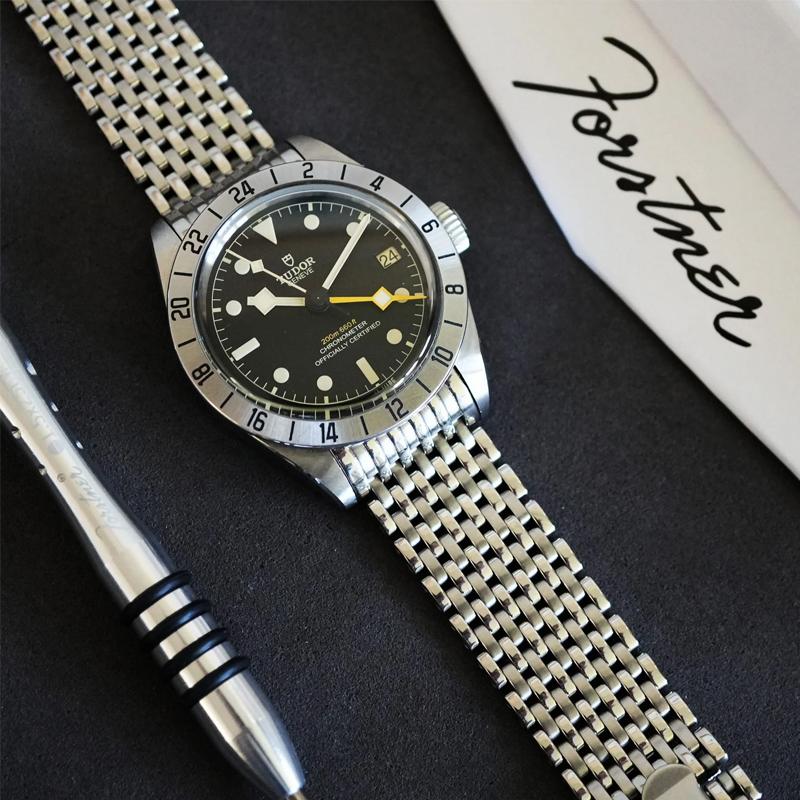 時計ベルト バンド Forstner 【11連】Beads of Rice TUDOR Black Bay フォースナー ステンレス メッシュベルト ビーズオブライスの画像