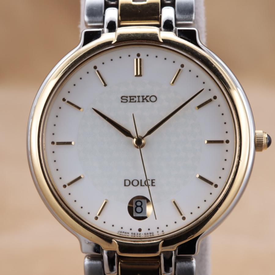 セイコー ドルチェ 5E32-6A80 SEIKO DOLCE メンズ クォーツ 32mm 1993年製 電池交換済 簡易洗浄済 【6ヶ月保証】 CH67 | Dolce | 01