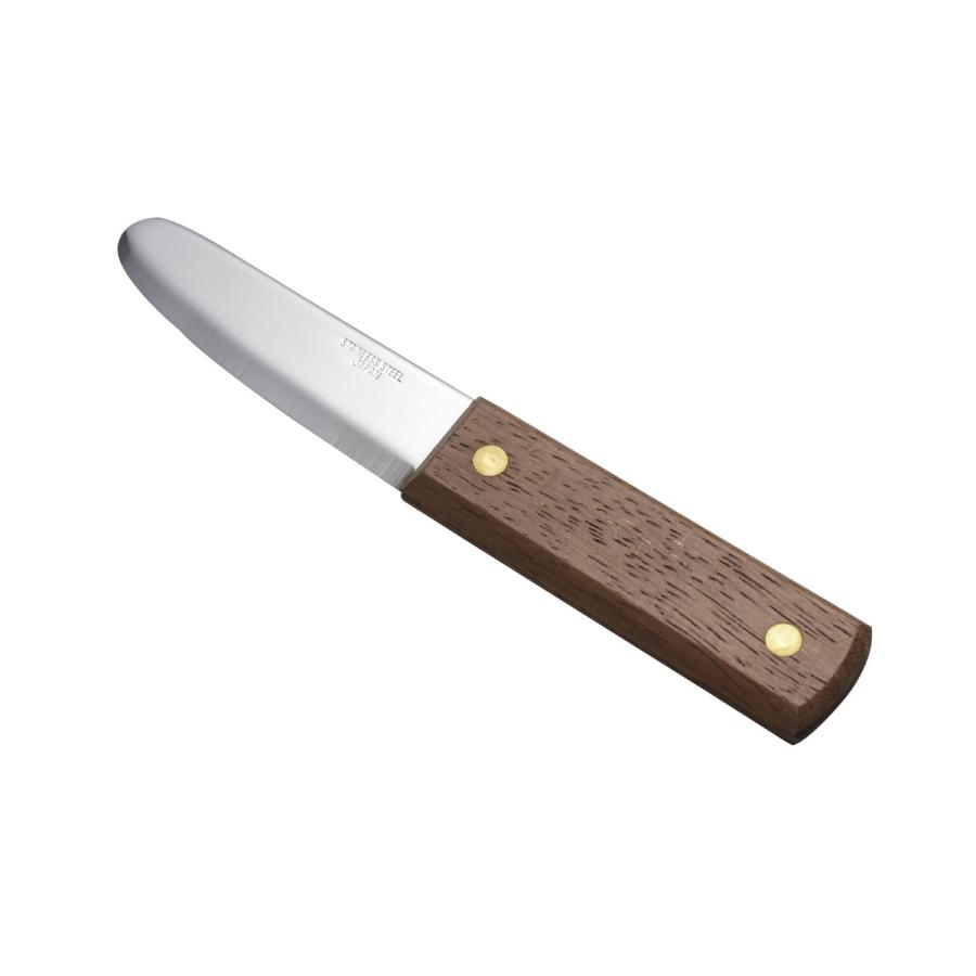 木柄ステン新型オイスターナイフ　ワイド　片刃｜chubo-kitchen