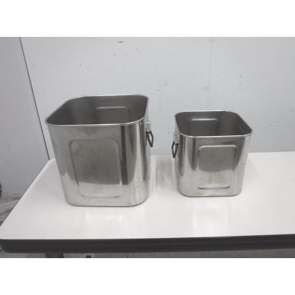 8315◆ステンレス製◆深型角キッチンポット2個セット 27cm・21cm 栃木 宇都宮 中古 業務用 厨房機器