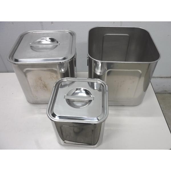 角キッチンポット3個 A1821◇ステンレス製◇角キッチンポット3個セット 18.5・24