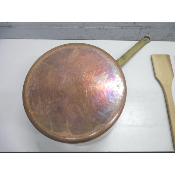 A1844◇銅製◇片手鍋 φ28cm 木製角スパテル2本付 栃木 宇都宮 A1844◇銅製◇片手鍋 φ28cm 木製角スパテル2本付 栃木 宇都宮