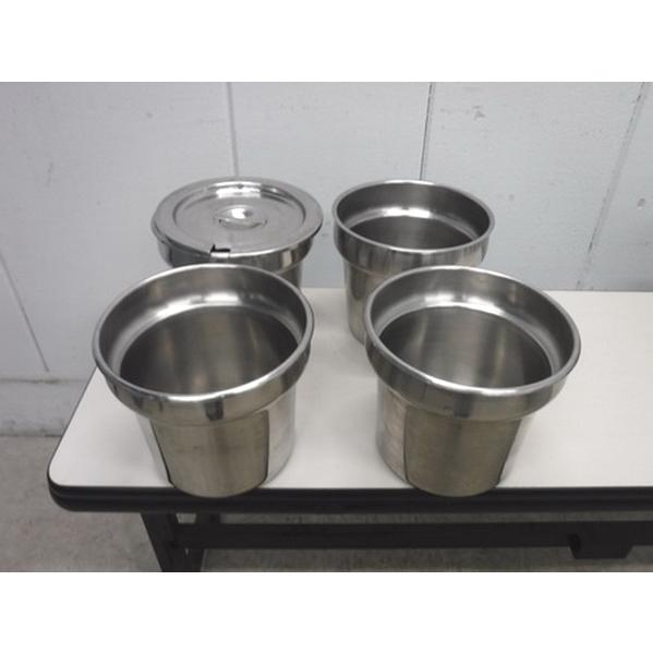 A2210◆ステンレス製◆インセットポット4個セット(蓋1枚付) φ24cm 栃木 宇都宮 中古 業務用 厨房機器
