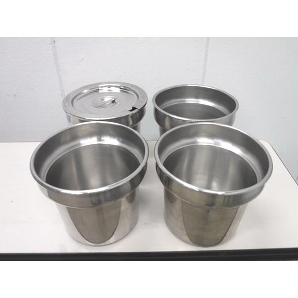 A2211◆ステンレス製◆インセットポット4個セット(蓋1枚付) φ24cm 栃木 宇都宮 中古 業務用 厨房機器