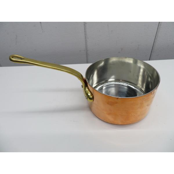 E1282未使用◆銅製◆深型片手鍋 φ21×H12cm 栃木 宇都宮 中古 業務用 厨房機器の画像