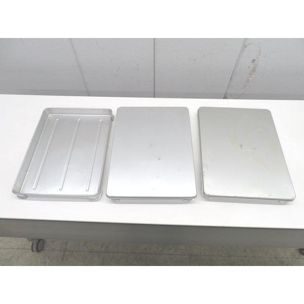 a(7132) 業務用 システムバット 3個 フタ付き 小々40 餃子バット 調理用品 中古 飲食店 店舗 厨房用 アカオアルミ AKAO 硬質アルミ G873◇アルミ製◇システムバット3枚セット(蓋2枚付) 大50・40 餃子